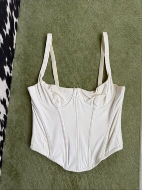 SKIMS Cream Structured Corset Tank Top